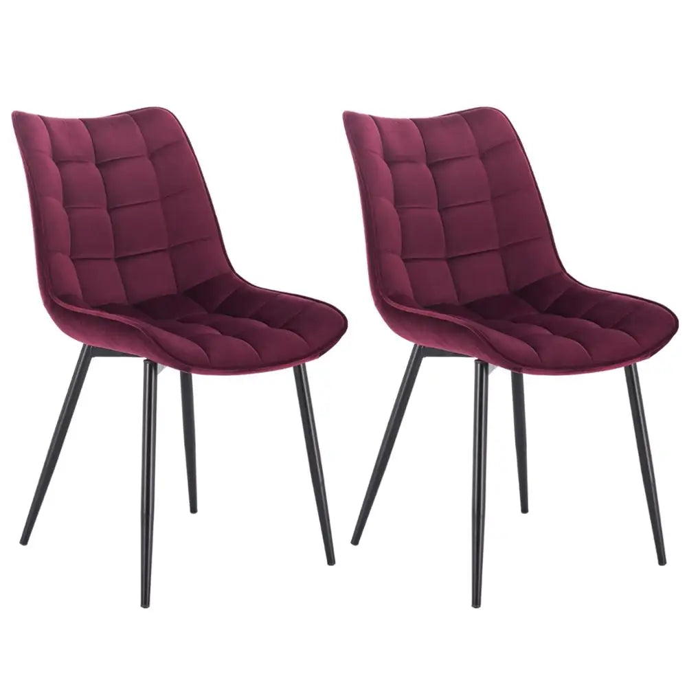 2PCs/Set Dining Chairs Velvet/Linen