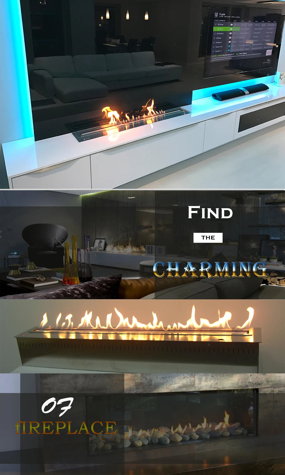 Inno living fire bioethanol fireplace WIFI , Smart Home.