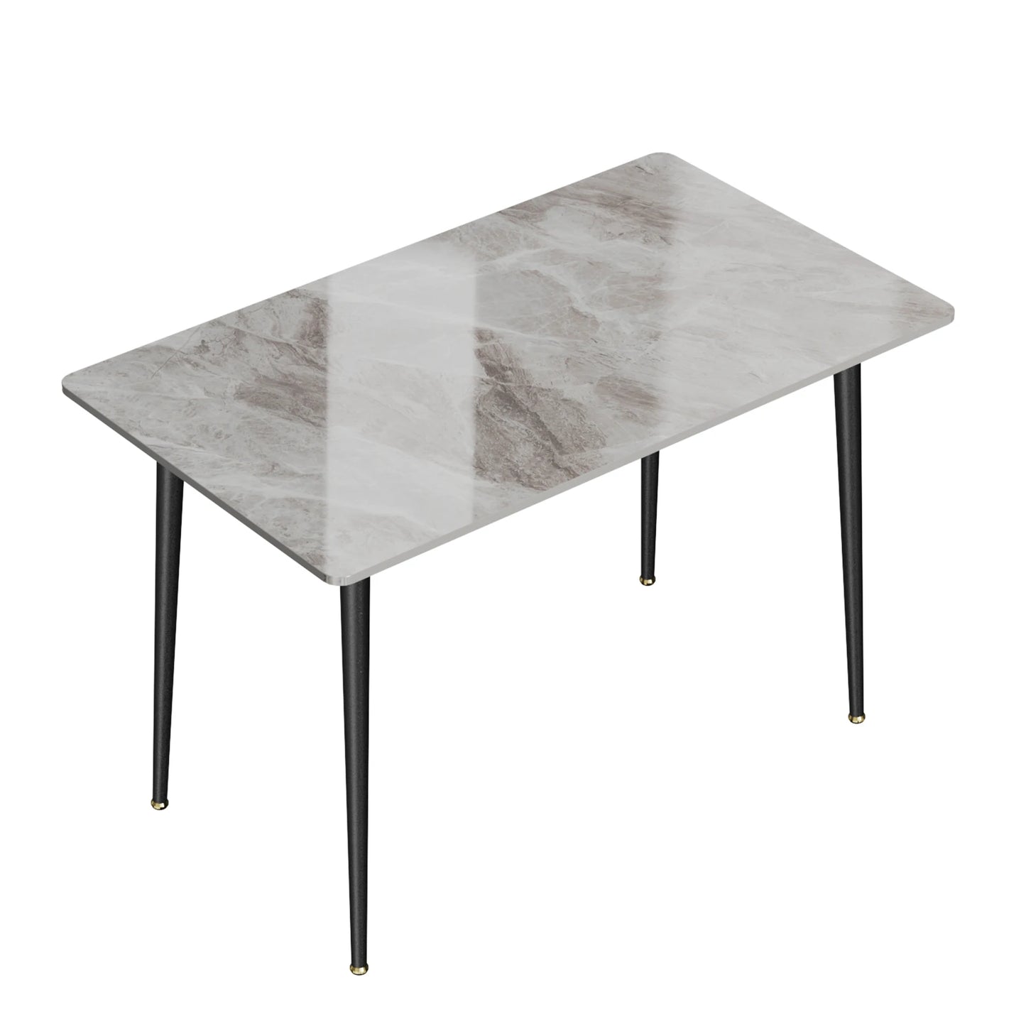 High Gloss 4-6 Seat Rectangular Marble Dining Table for Kitchen