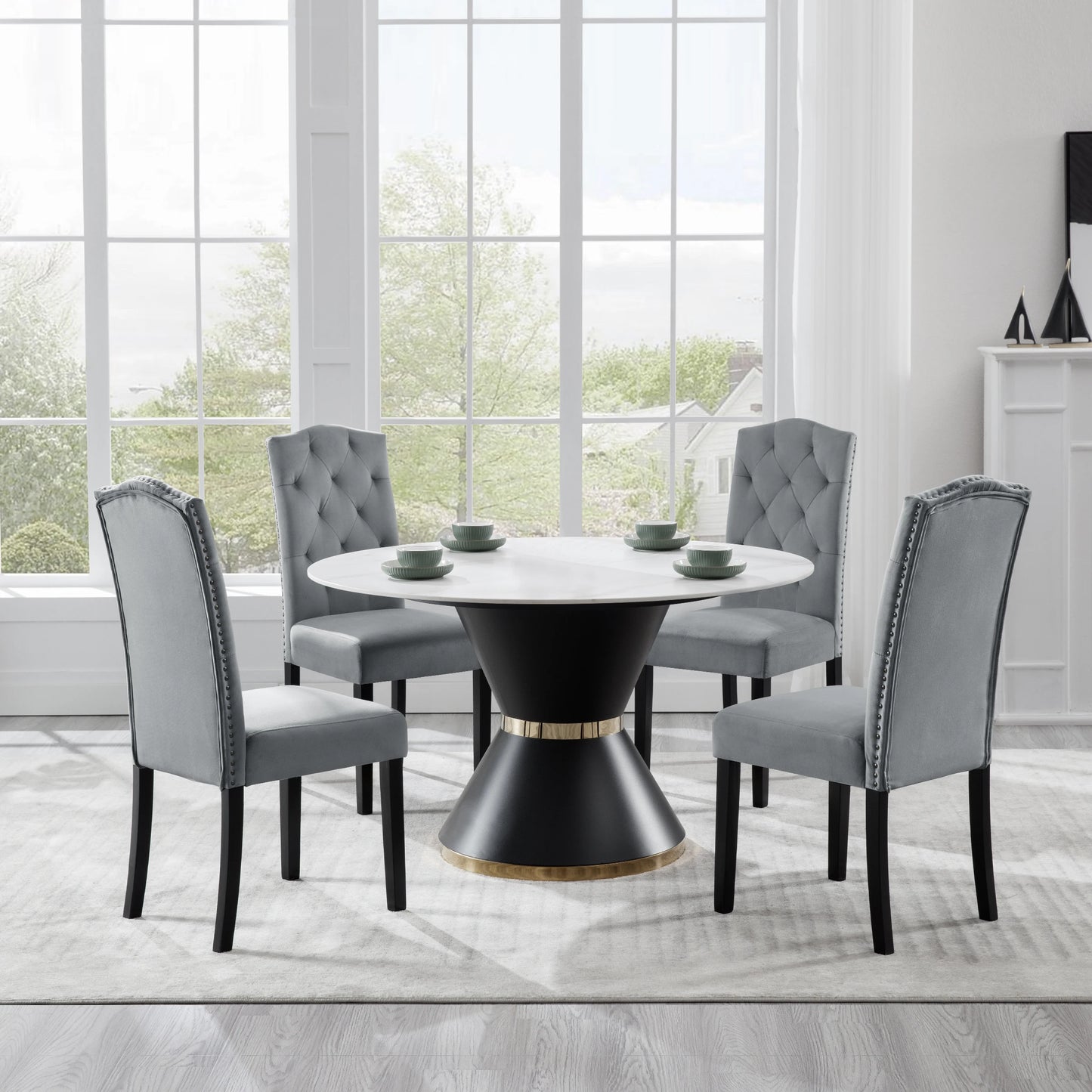 2PCS/SET Velvet/Linen Dining Chairs Scandinavian