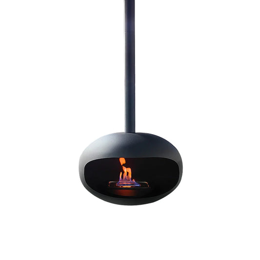 Roof mounted bio ethanol suspended fireplace.