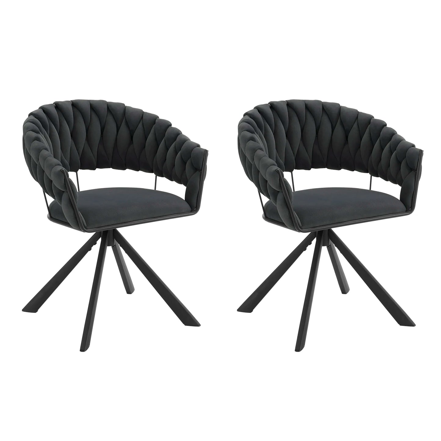 2pcs/set Swivel Dining Chairs Upholstered Padded Kitchen