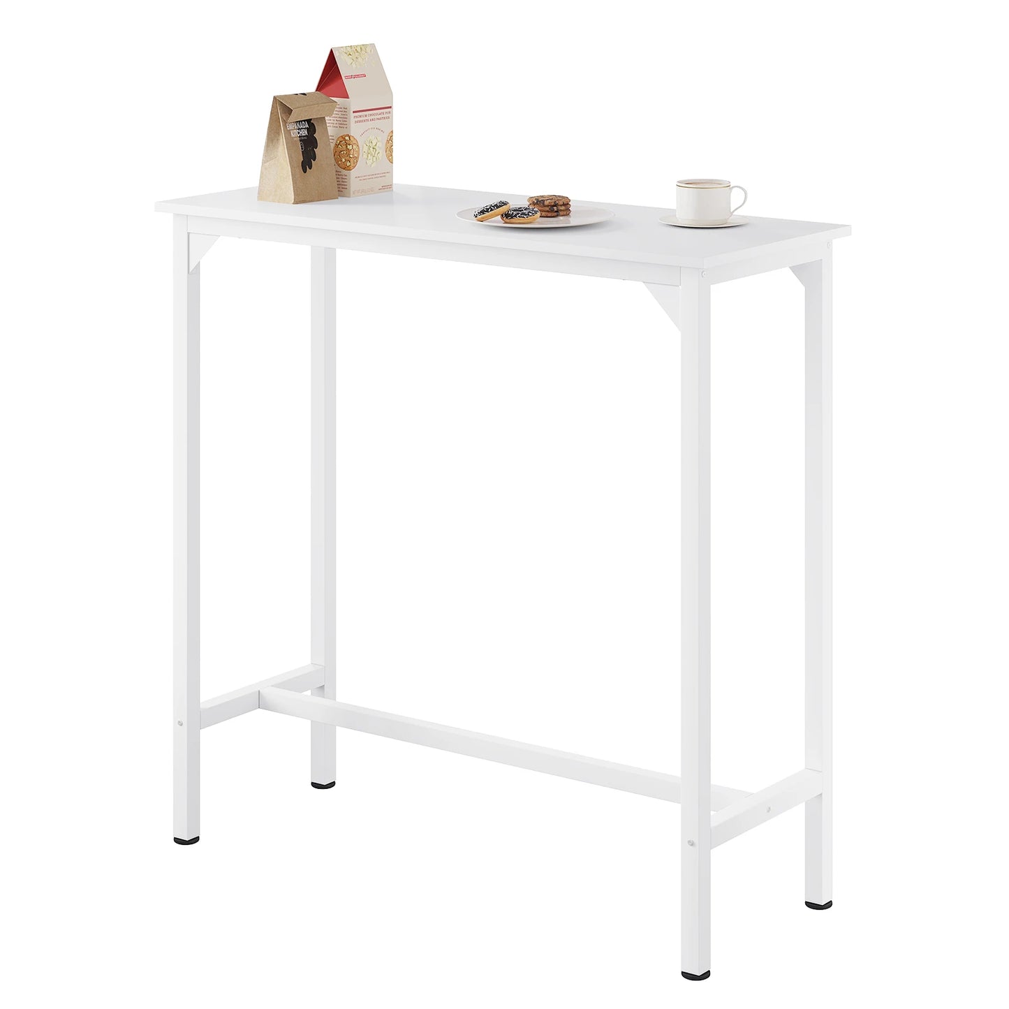 Bar Table White/Black High Side Table for Bar Bistro Living Room Kitchen.