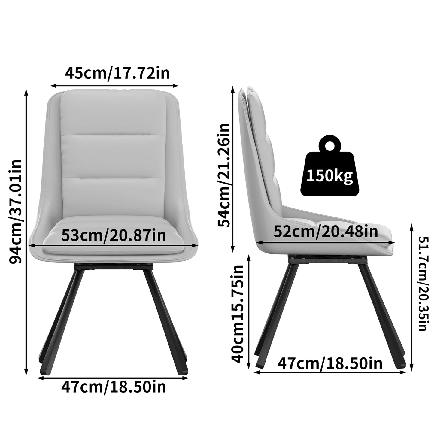 Set Of 2 Dining Chairs 360° Rotatable