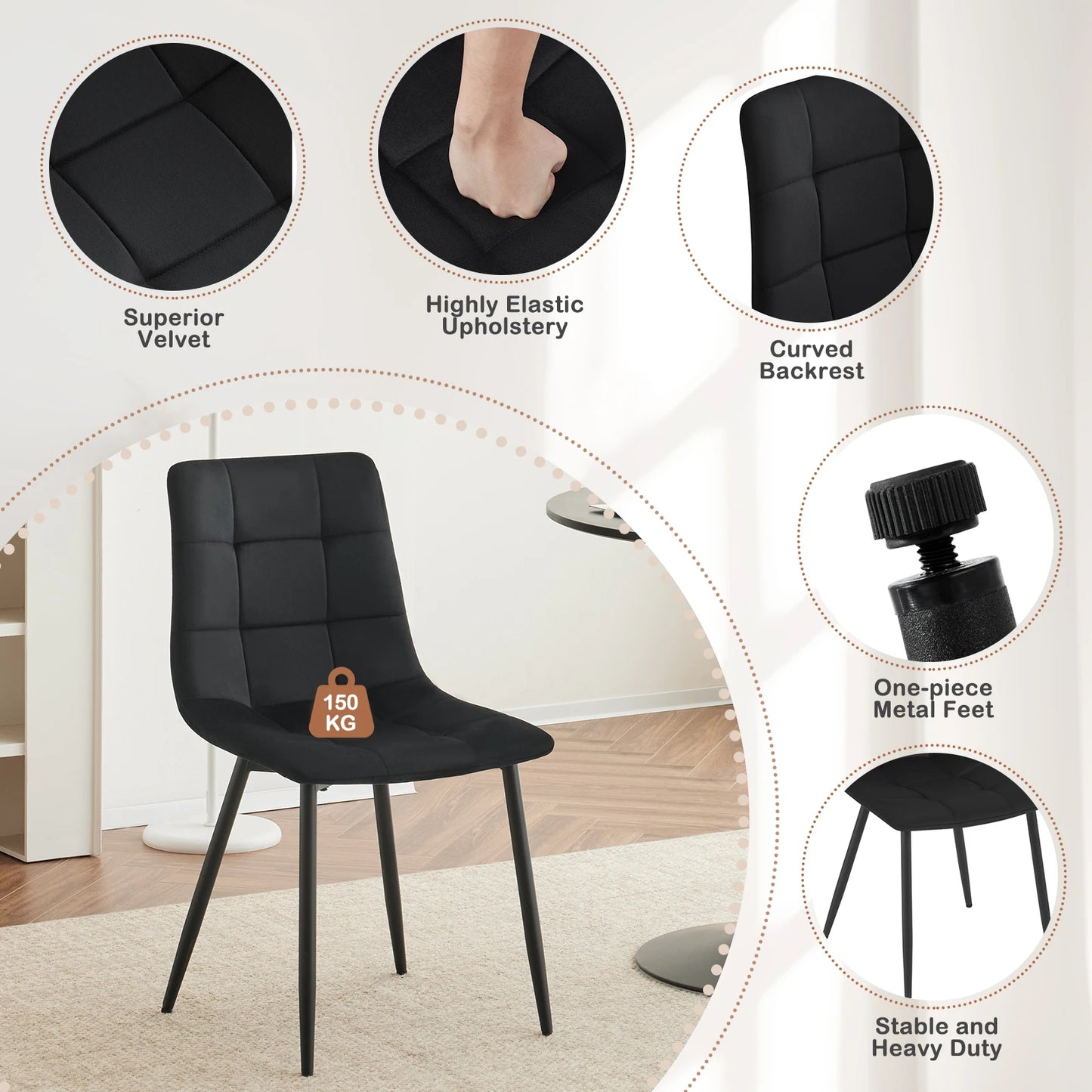 4pcs/set Dining Accent Ergonomic Kitchen Chairs.