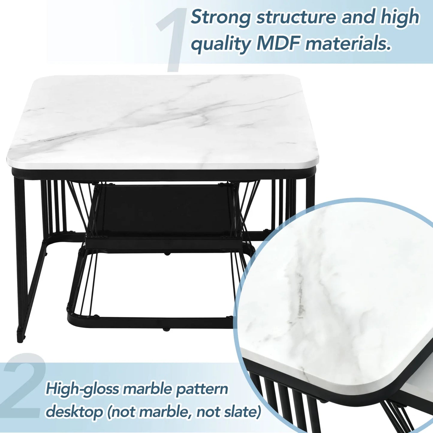 Set of 2 modern side tables.