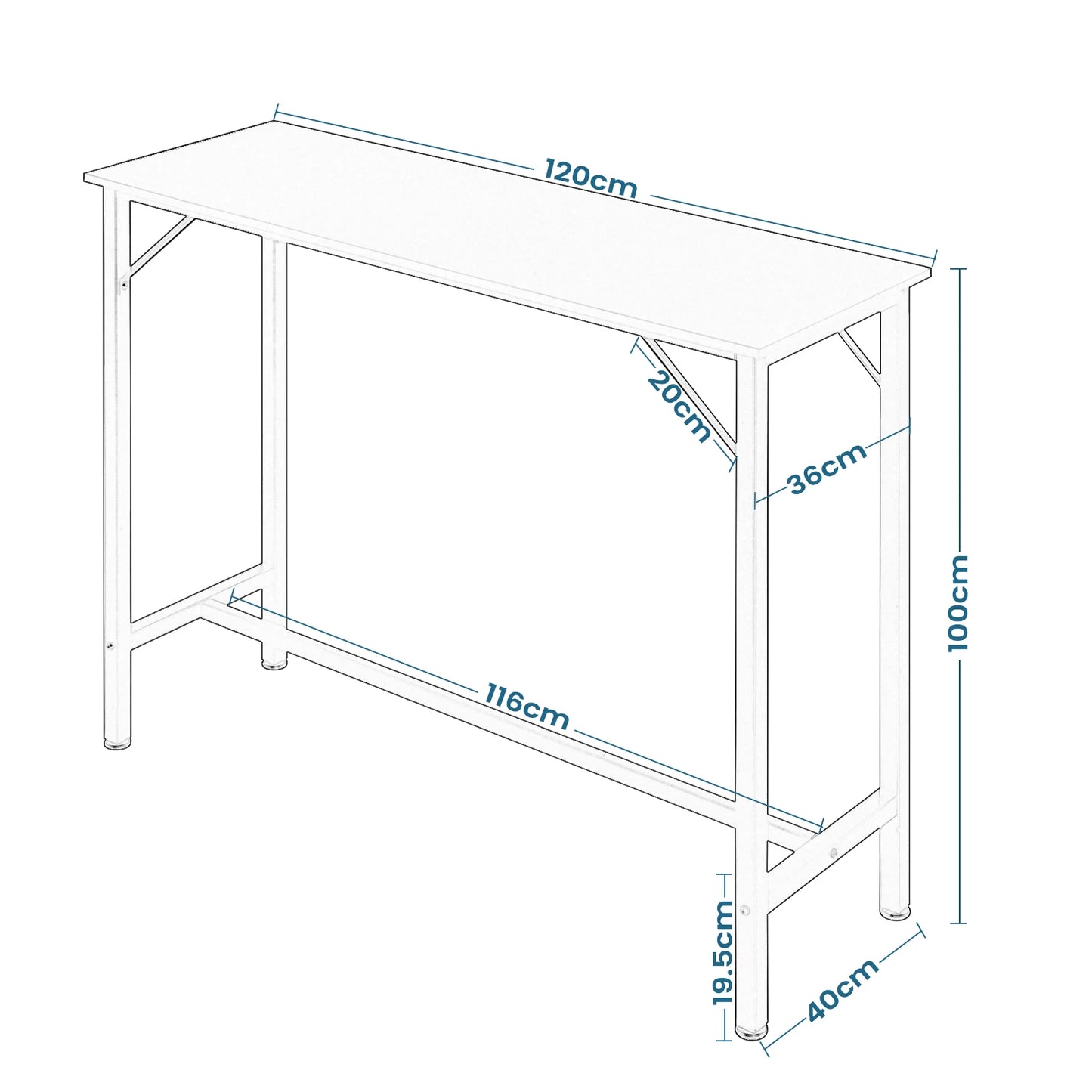 Bar Table White/Black High Side Table for Bar Bistro Living Room Kitchen.