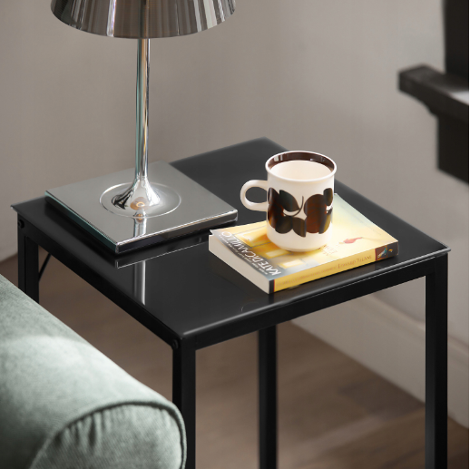 2-piece SET COFFEE TABLE Bedside Table Metal Frame