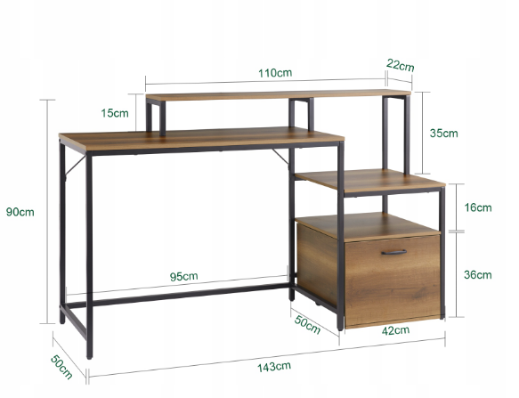 Multifunction desk with drawer Work table with shelves