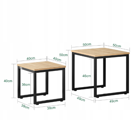 2-piece SET Coffee Table Bedside Shelf Support