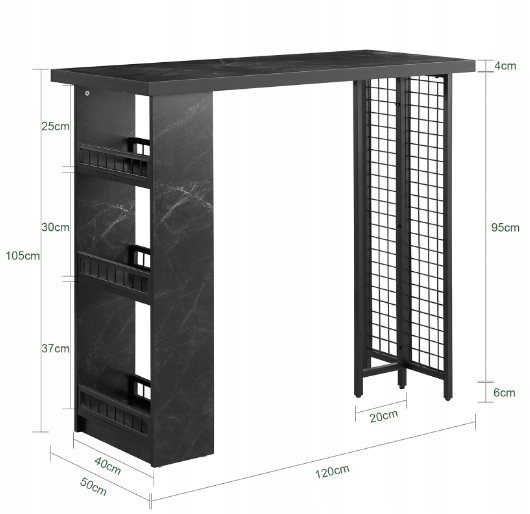 Tall Bar Table Kitchen Table Dining Room Loft Shelf Bookcase