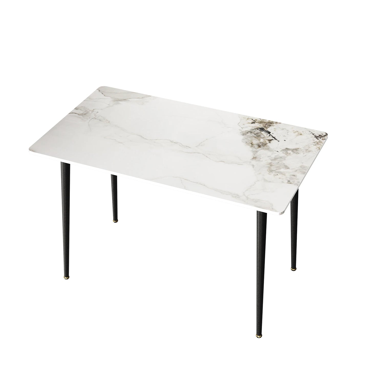 High Gloss 4-6 Seat Rectangular Marble Dining Table for Kitchen