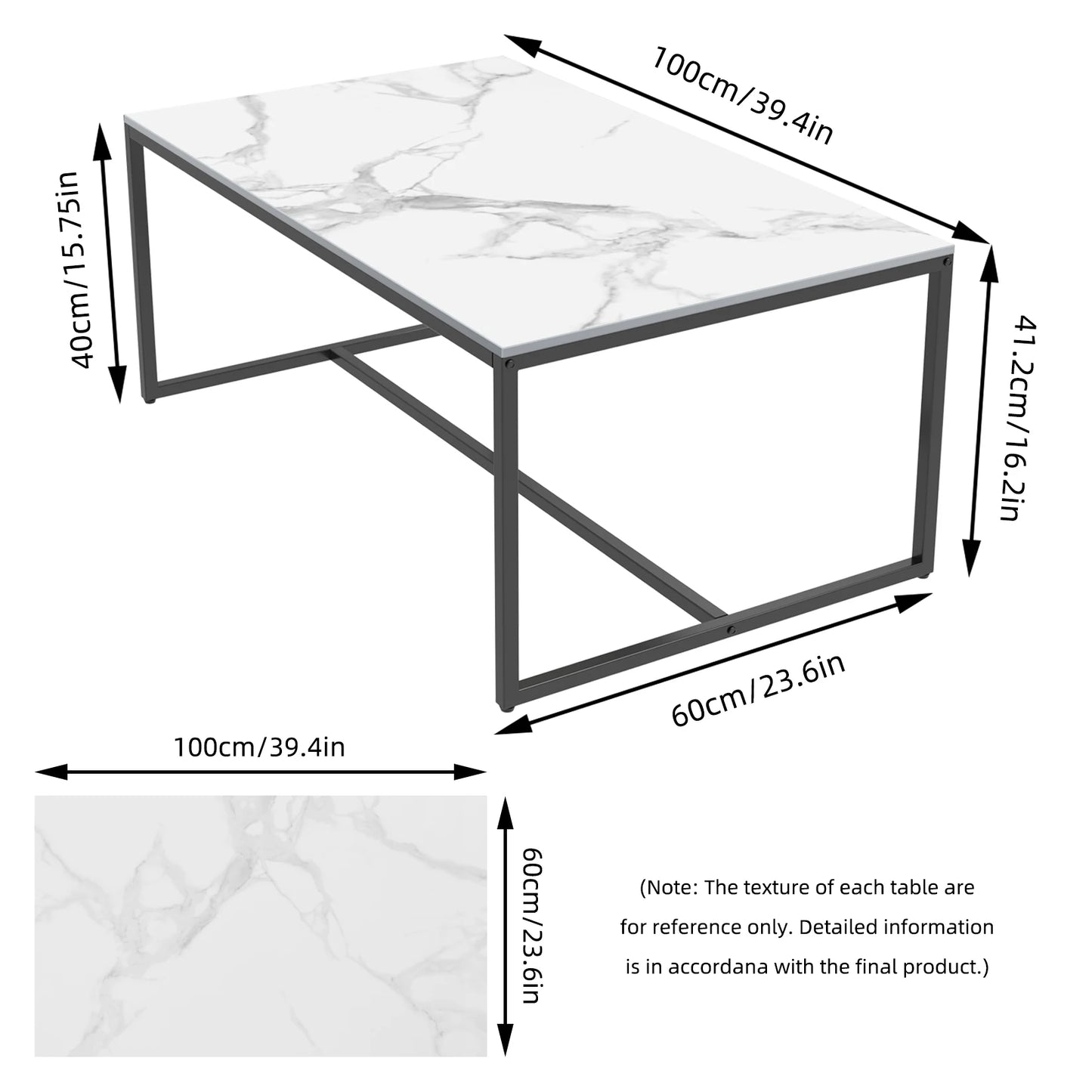 3 Colors Real Marble Coffee Table